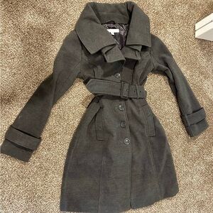 New York & Company Charcoal Belted Trench Coat